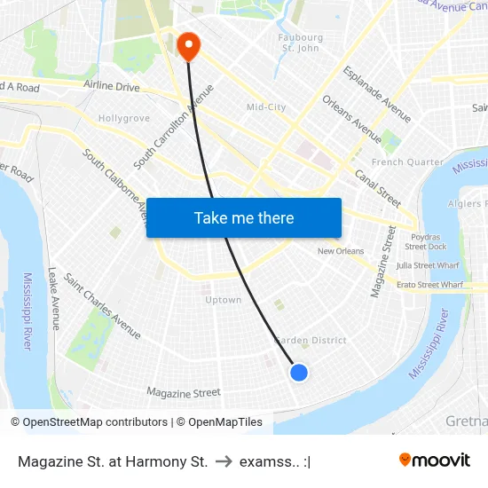 Magazine St. at Harmony St. to examss.. :| map