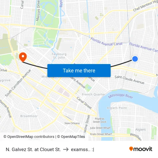 N. Galvez St. at Clouet St. to examss.. :| map