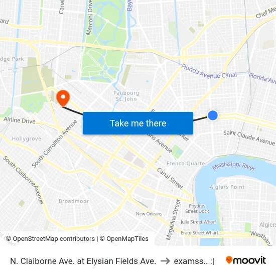N. Claiborne Ave. at Elysian Fields Ave. to examss.. :| map