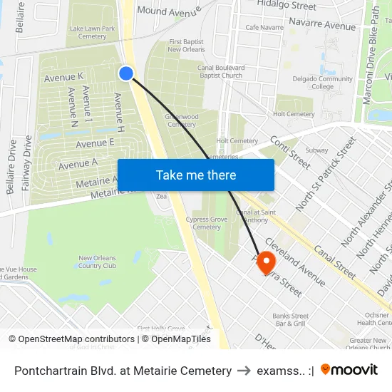 Pontchartrain Blvd. at Metairie Cemetery to examss.. :| map