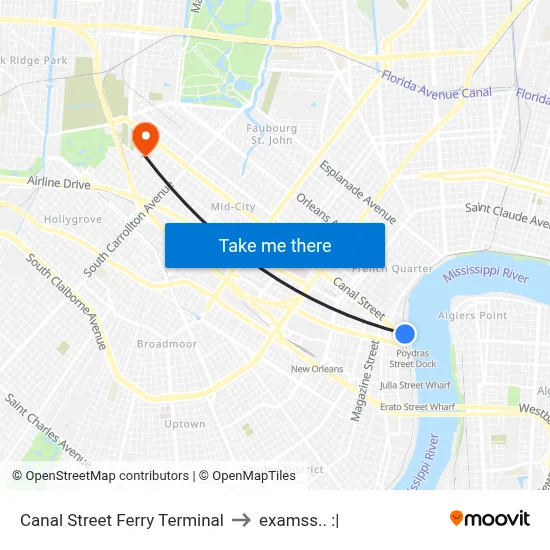 Canal Street Ferry Terminal to examss.. :| map