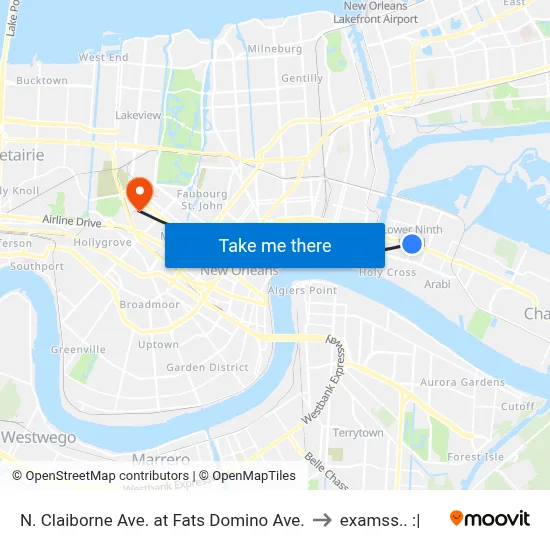 N. Claiborne Ave. at Fats Domino Ave. to examss.. :| map