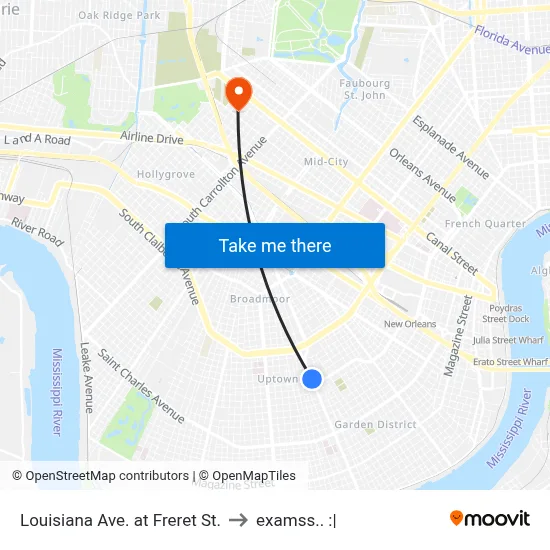 Louisiana Ave. at Freret St. to examss.. :| map