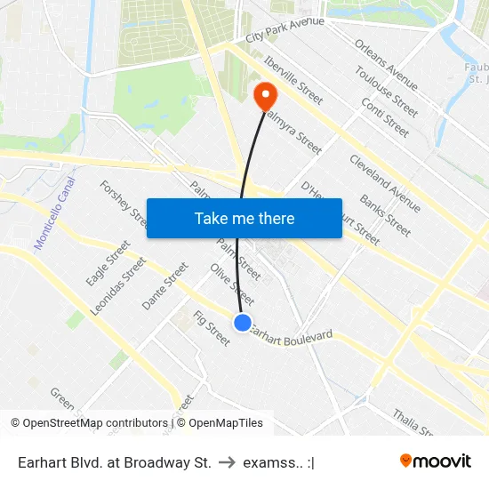 Earhart Blvd. at Broadway St. to examss.. :| map