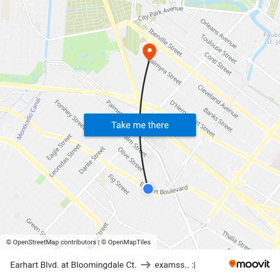 Earhart Blvd. at Bloomingdale Ct. to examss.. :| map