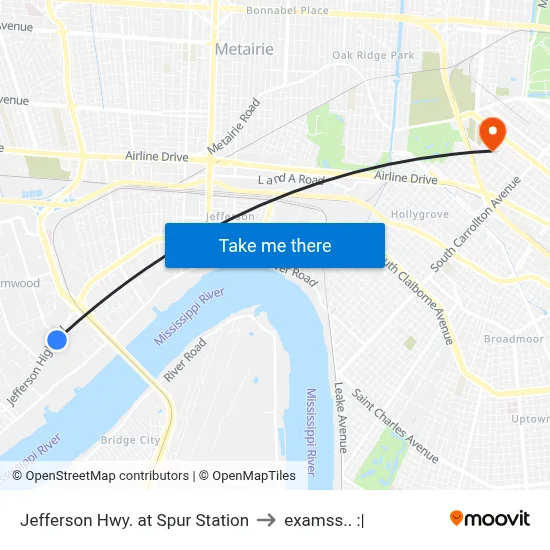 Jefferson Hwy. at Spur Station to examss.. :| map