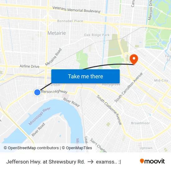 Jefferson Hwy. at Shrewsbury Rd. to examss.. :| map