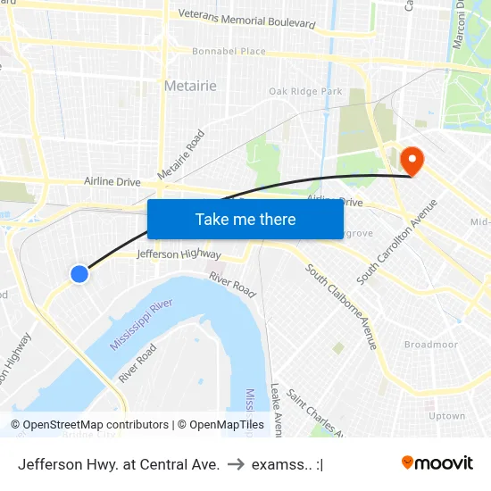 Jefferson Hwy. at Central Ave. to examss.. :| map