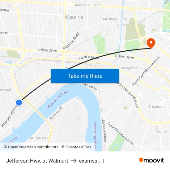 Jefferson Hwy. at Walmart to examss.. :| map