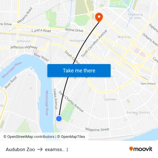Audubon Zoo to examss.. :| map