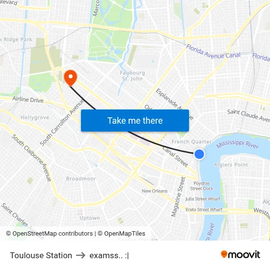 Toulouse Station to examss.. :| map