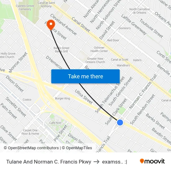 Tulane And Norman C. Francis Pkwy to examss.. :| map