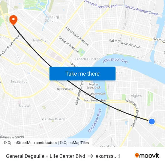 General Degaulle + Life Center Blvd to examss.. :| map