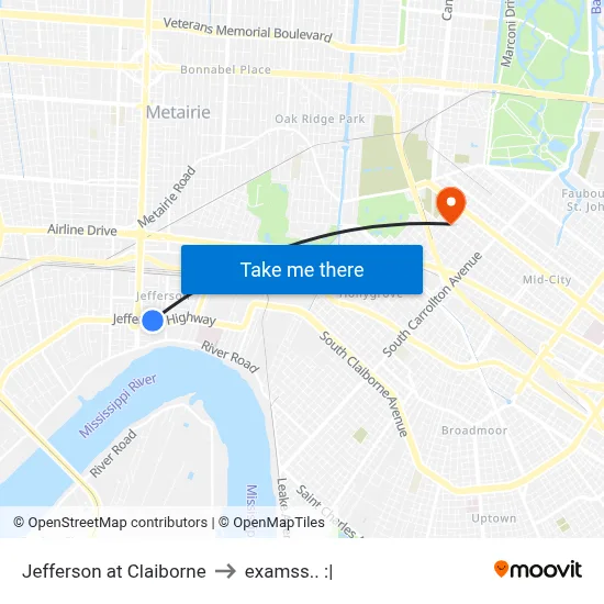 Jefferson at Claiborne to examss.. :| map