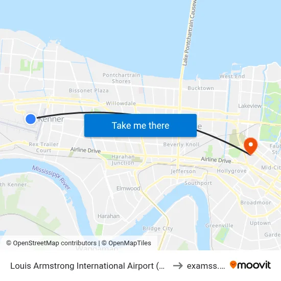 Louis Armstrong International Airport (Msy) to examss.. :| map