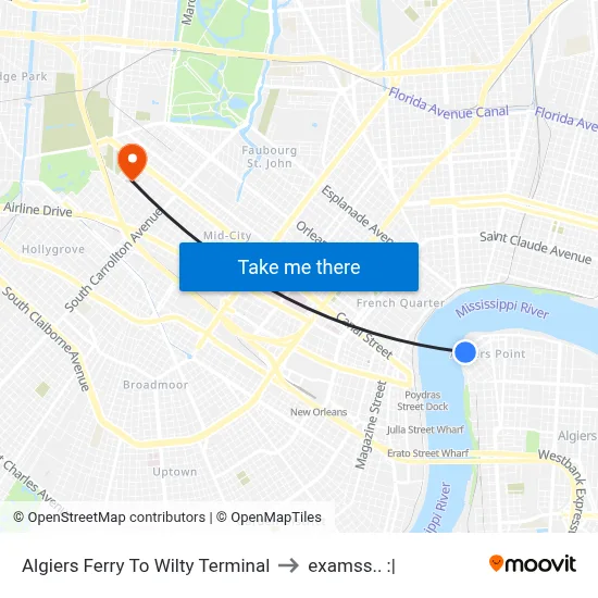 Algiers Ferry To Wilty Terminal to examss.. :| map