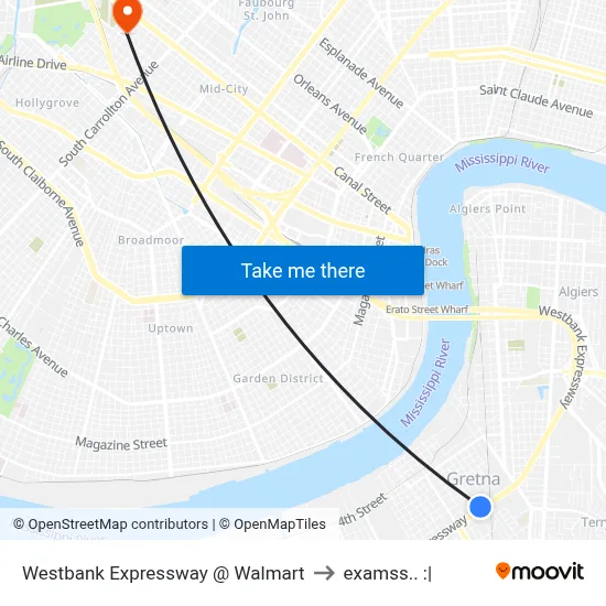 Westbank Expressway @ Walmart to examss.. :| map