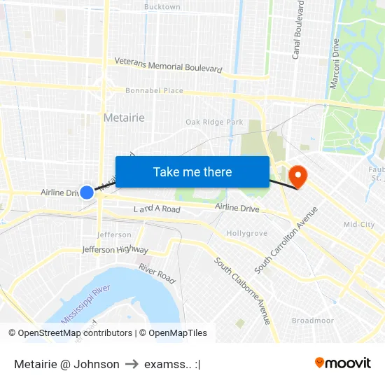 Metairie @ Johnson to examss.. :| map