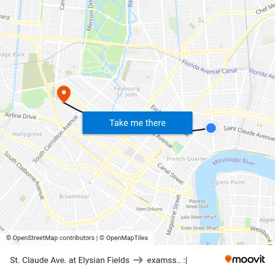 St. Claude Ave. at Elysian Fields to examss.. :| map
