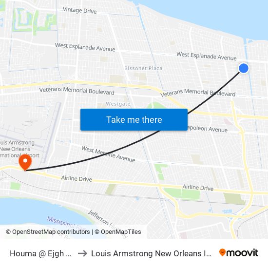 Houma @ Ejgh Main Entrance to Louis Armstrong New Orleans International Airport - MSY map