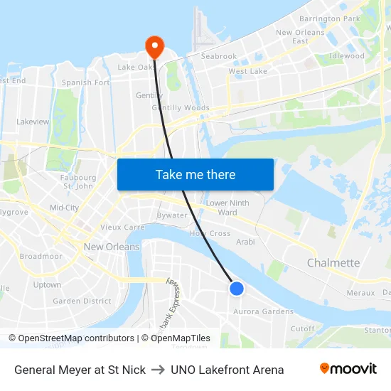 General Meyer at St Nick to UNO Lakefront Arena map