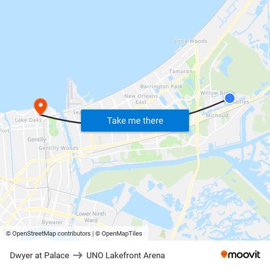 Dwyer at Palace to UNO Lakefront Arena map