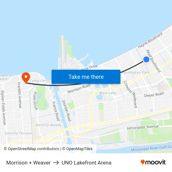 Morrison + Weaver to UNO Lakefront Arena map
