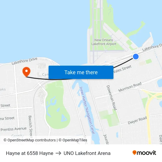 Hayne at 6558 Hayne to UNO Lakefront Arena map