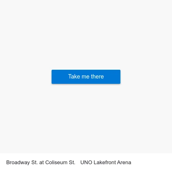 Broadway St. at Coliseum St. to UNO Lakefront Arena map