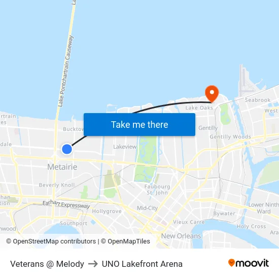 Veterans @ Melody to UNO Lakefront Arena map
