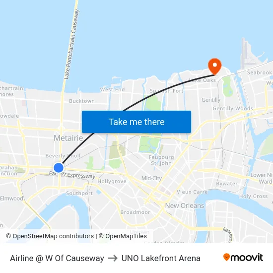 Airline @ W Of Causeway to UNO Lakefront Arena map