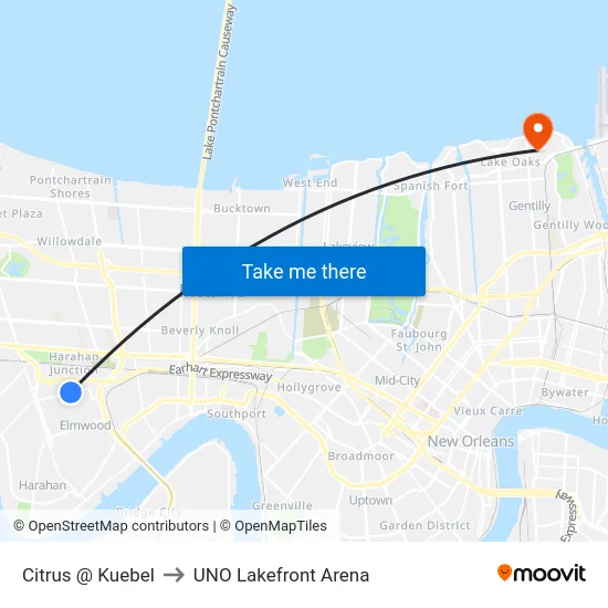 Citrus @ Kuebel to UNO Lakefront Arena map