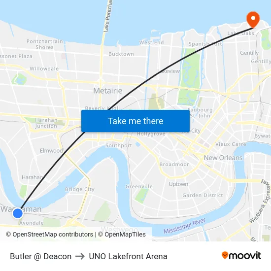 Butler @ Deacon to UNO Lakefront Arena map