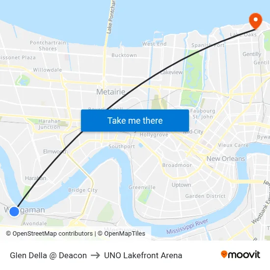 Glen Della @ Deacon to UNO Lakefront Arena map