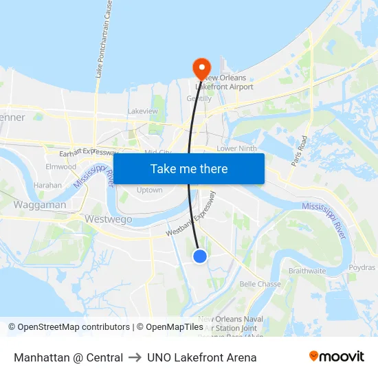 Manhattan @ Central to UNO Lakefront Arena map