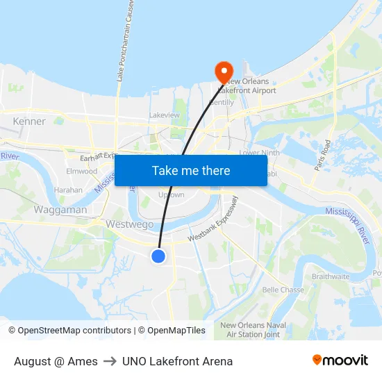 August @ Ames to UNO Lakefront Arena map