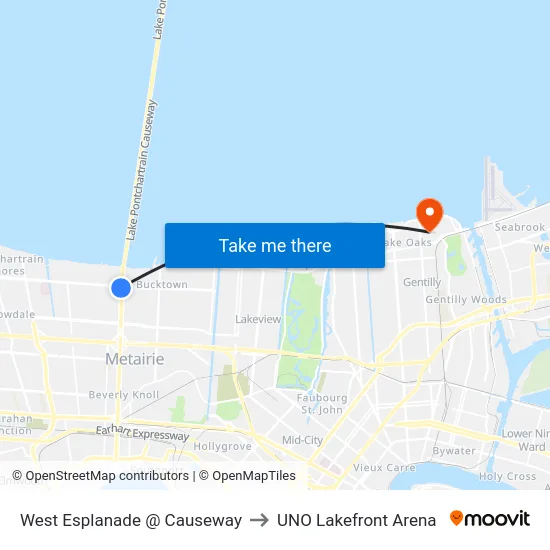 West Esplanade @ Causeway to UNO Lakefront Arena map