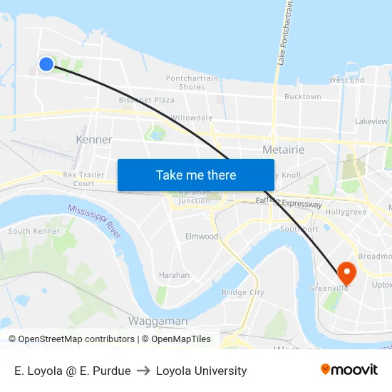 E. Loyola @ E. Purdue to Loyola University map