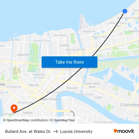 Bullard Ave. at Wales Dr. to Loyola University map