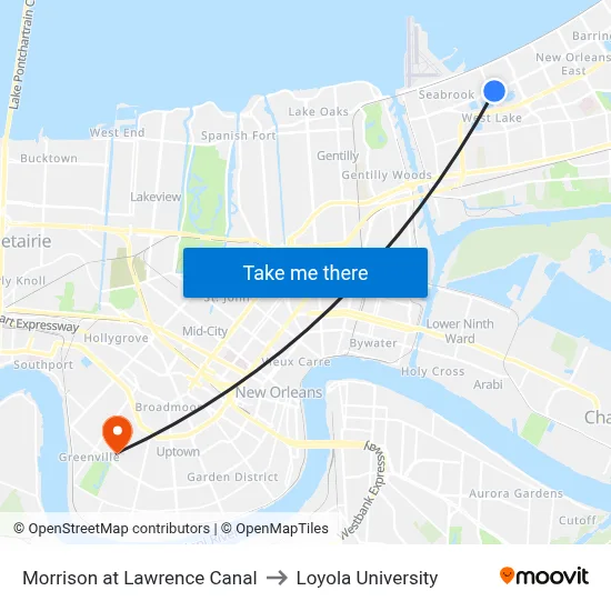 Morrison at Lawrence Canal to Loyola University map