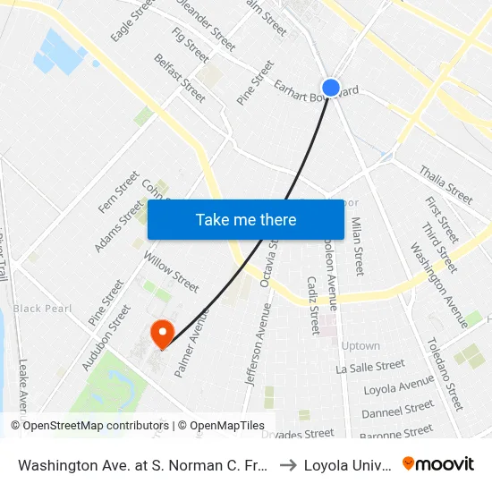 Washington Ave. at S. Norman C. Francis Pkwy. to Loyola University map