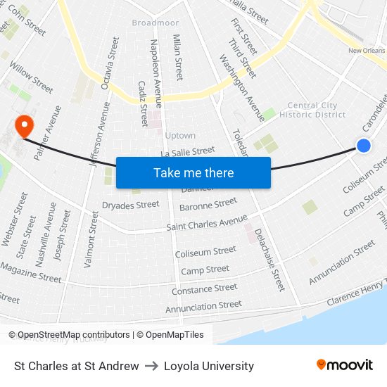 St Charles at St Andrew to Loyola University map