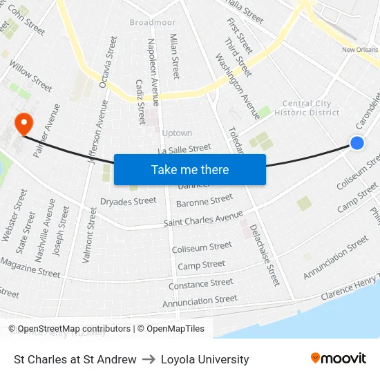St Charles at St Andrew to Loyola University map