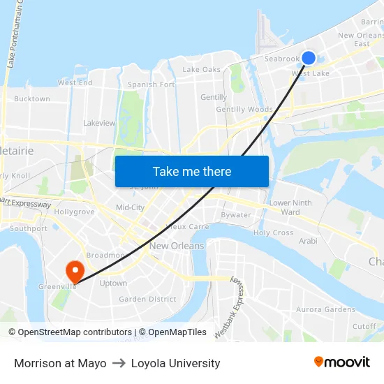 Morrison at Mayo to Loyola University map