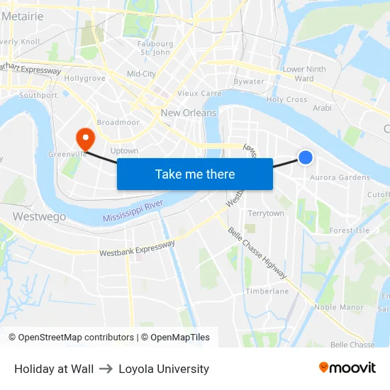 Holiday at Wall to Loyola University map