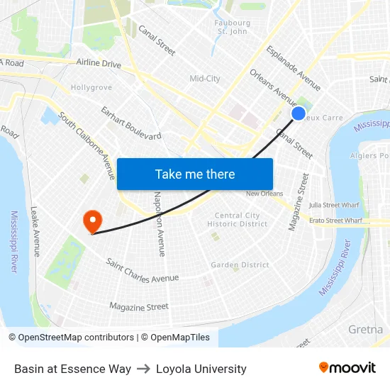 Basin at Essence Way to Loyola University map
