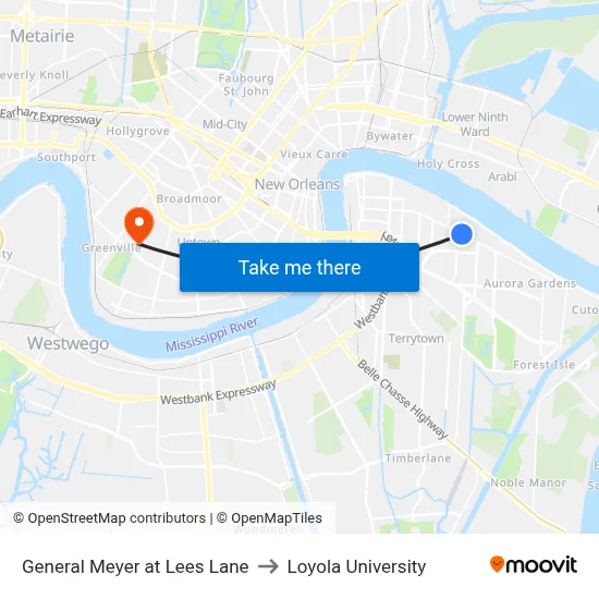 General Meyer at Lees Lane to Loyola University map