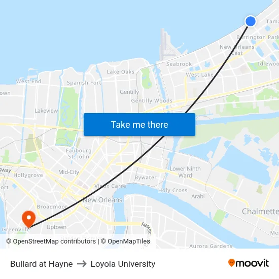 Bullard at Hayne to Loyola University map