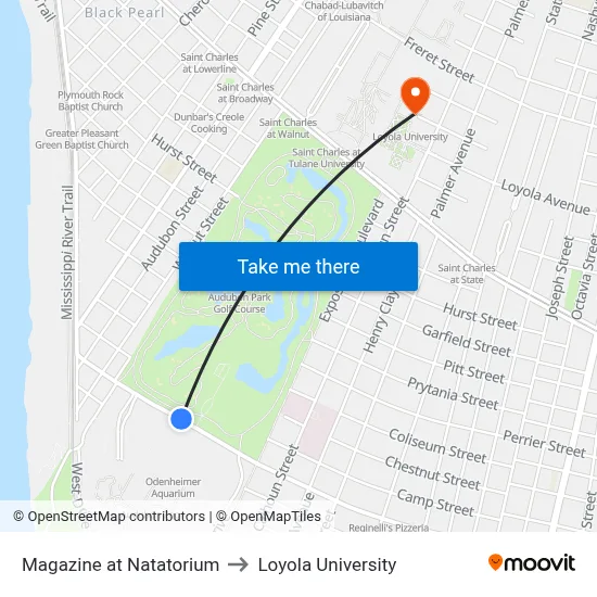 Magazine at Natatorium to Loyola University map