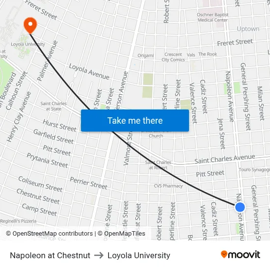 Napoleon at Chestnut to Loyola University map